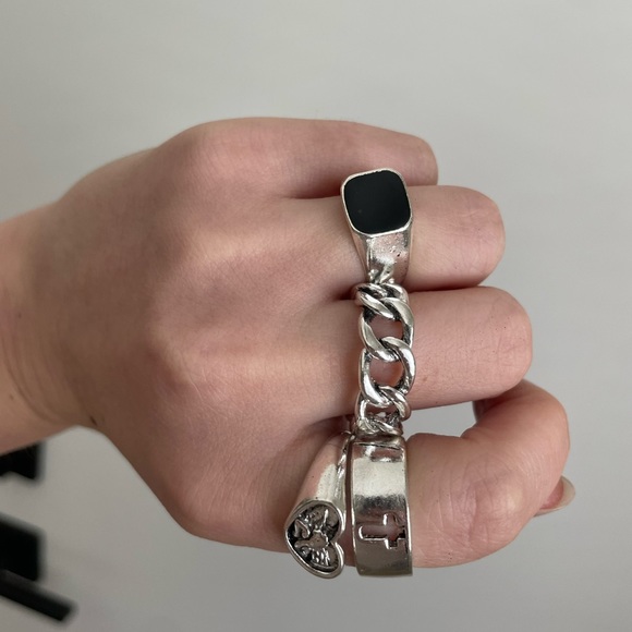 Silver Chain Ring Set - Picture 3 of 5